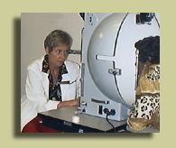 The orthoptist operates the Goldmann perimeter